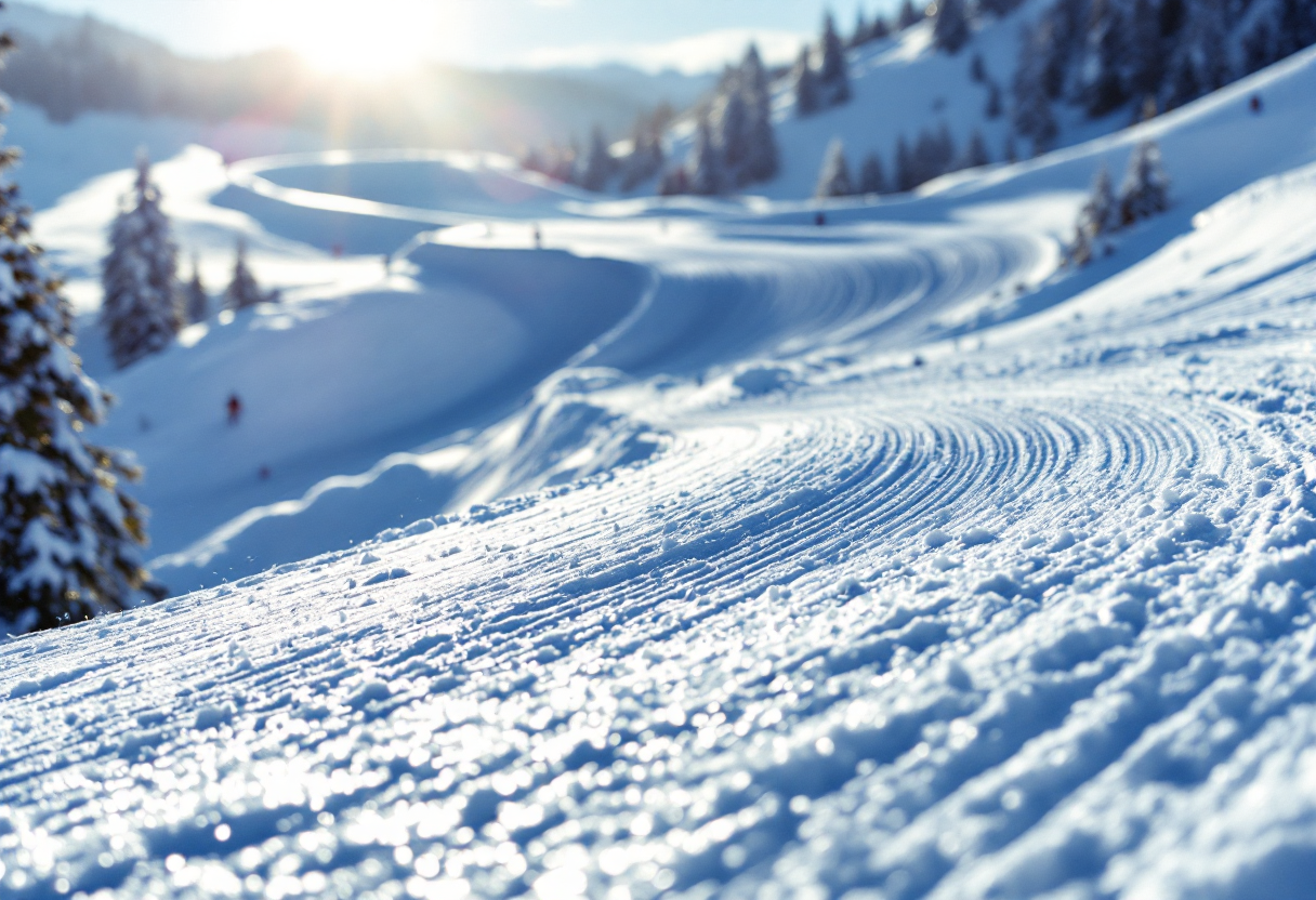 Atleta in azione durante una gara di snowboard cross