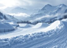 Atleta in azione durante una gara di snowboard cross a Livigno