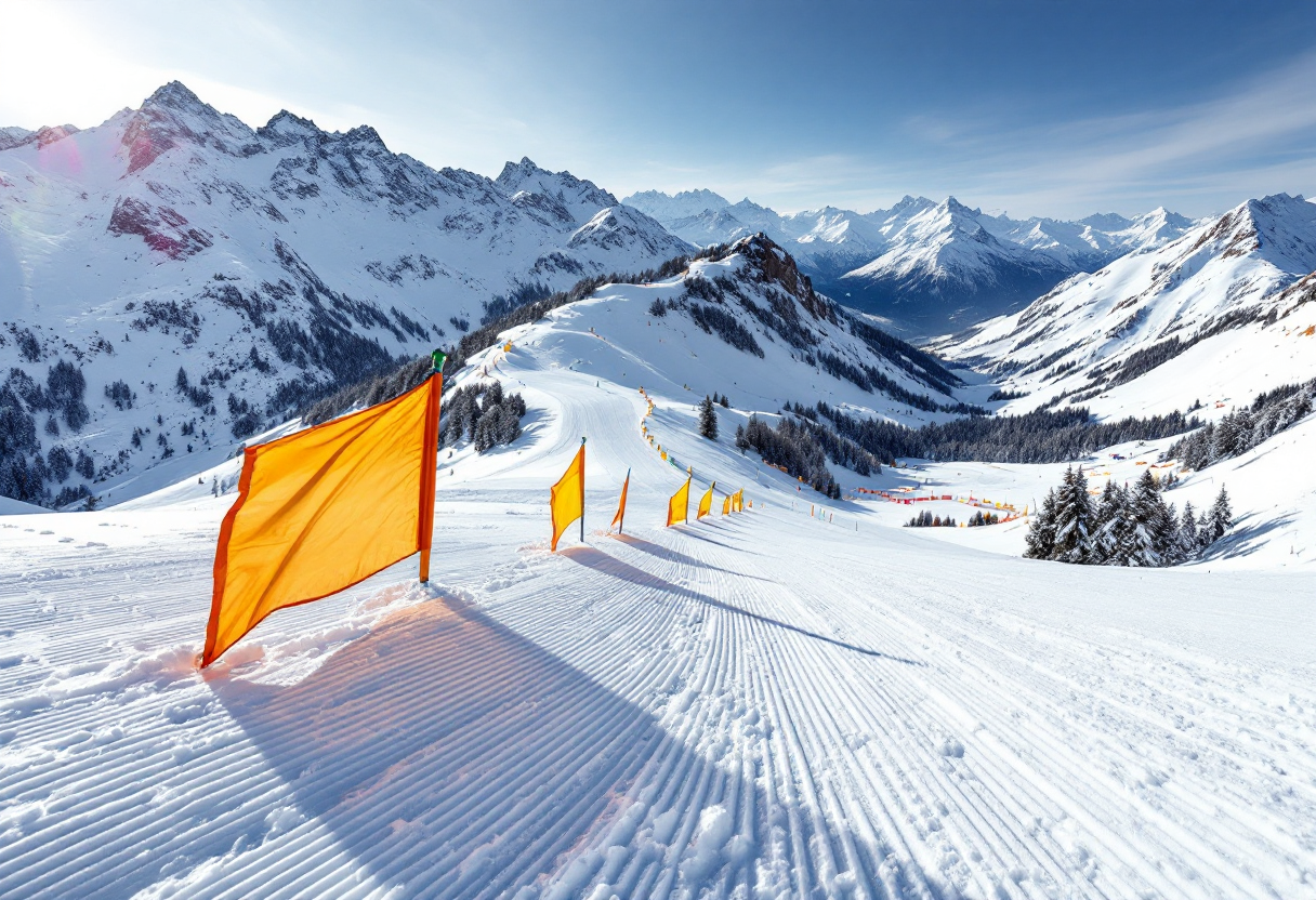 Sciatore in azione sulla leggendaria pista Streif