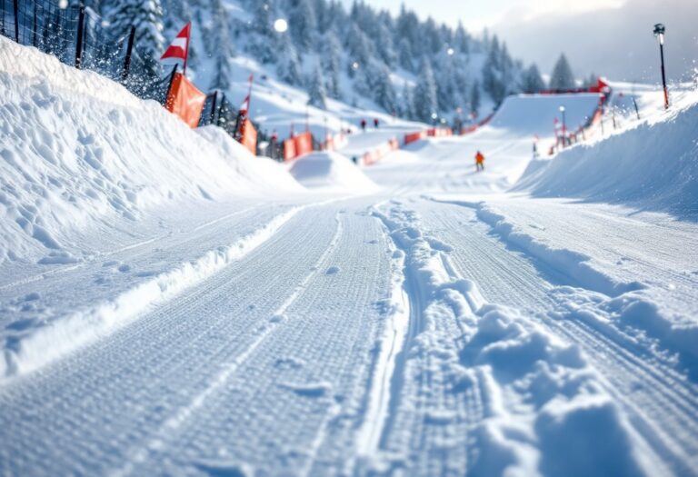 Atleta in azione durante una gara di snowboard cross