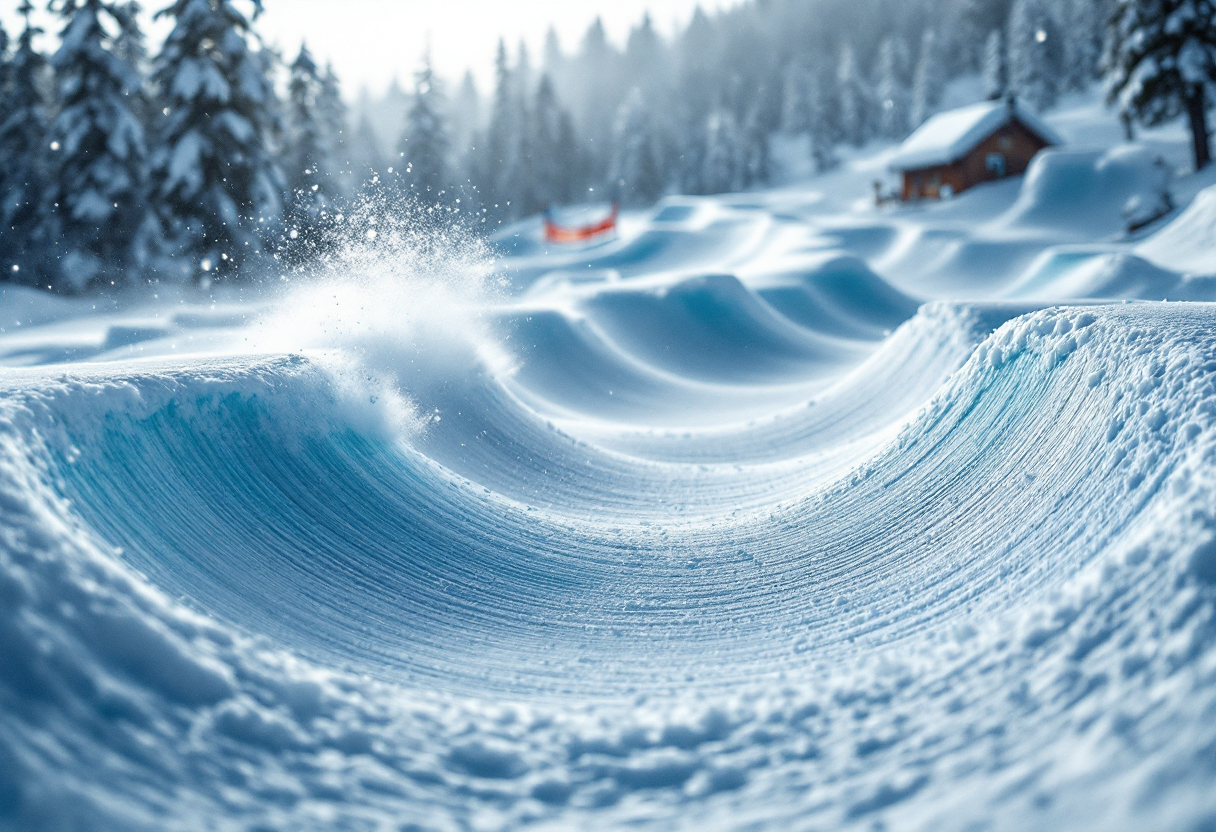 Atleti in azione durante una gara di snowboard cross