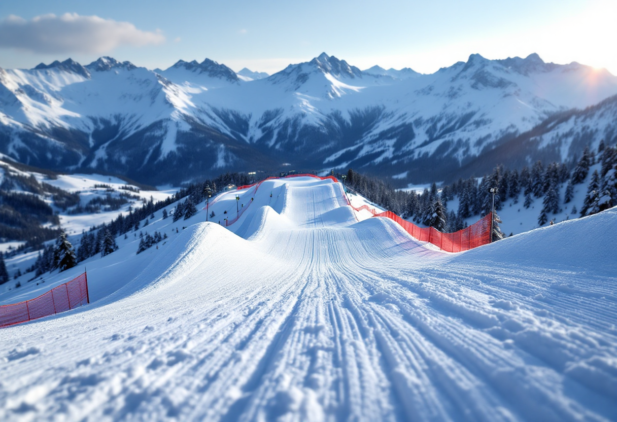 Atleti in azione durante una gara di snowboard cross