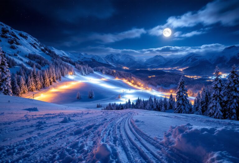 Competizione di slalom notturno sulla pista della Planai