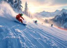 Atleti in azione durante una competizione di sport invernali