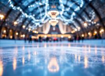 Pattinatori su ghiaccio a Milano durante l'inverno