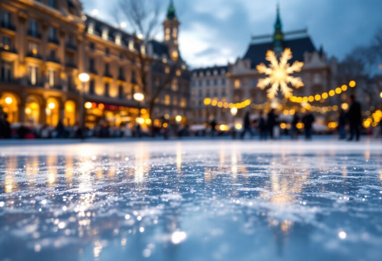 Persone che pattinano su ghiaccio a Recco durante l'inverno