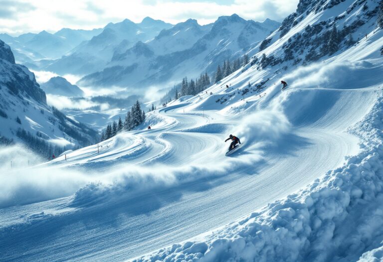 Atleti in azione durante una gara di snowboard cross