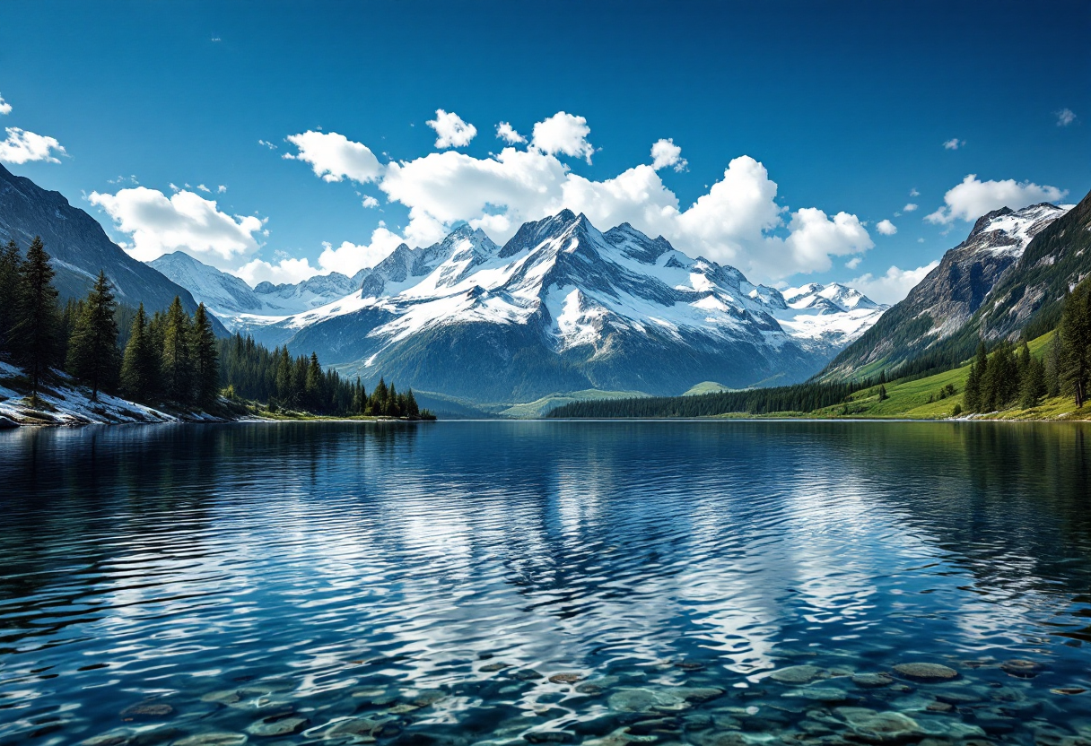 Panorama montano sereno senza attività sciistiche