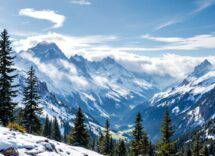 Panorama della Val di Fiemme con sport invernali