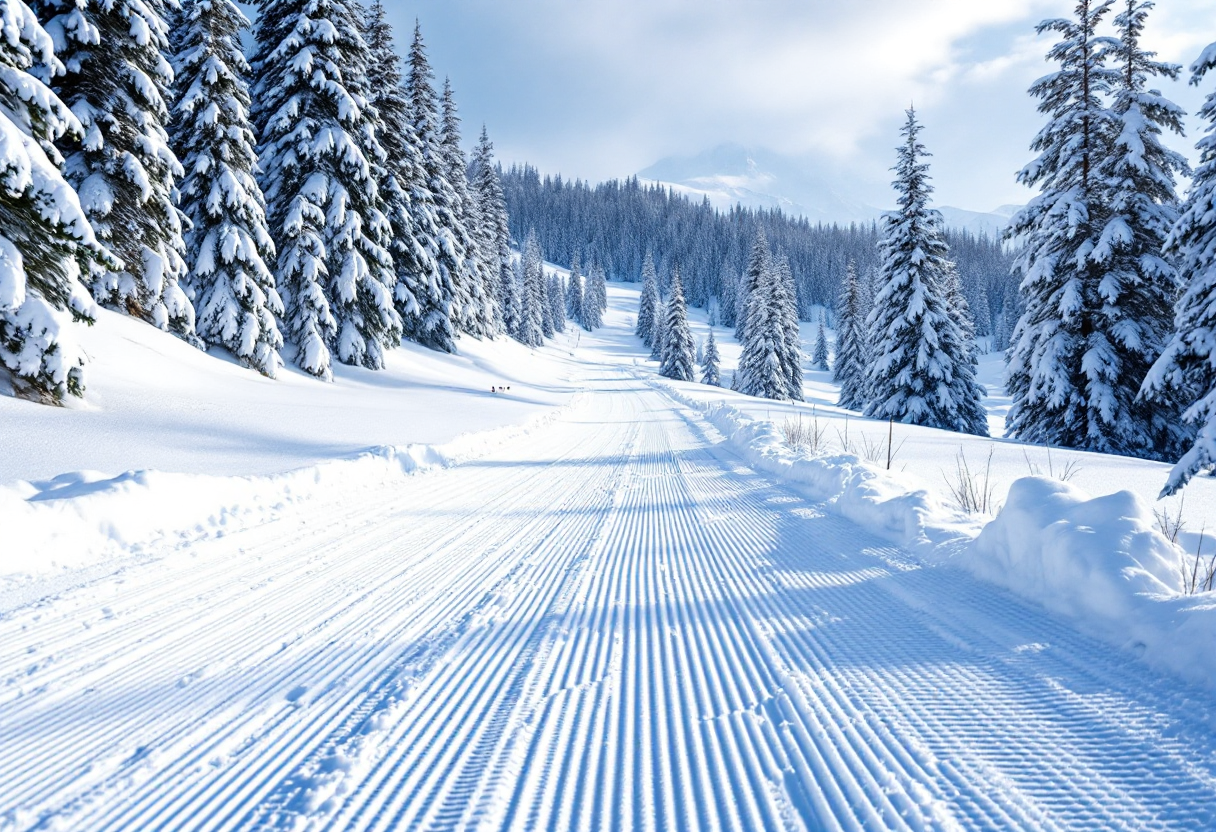Atleta in azione durante una gara di biathlon