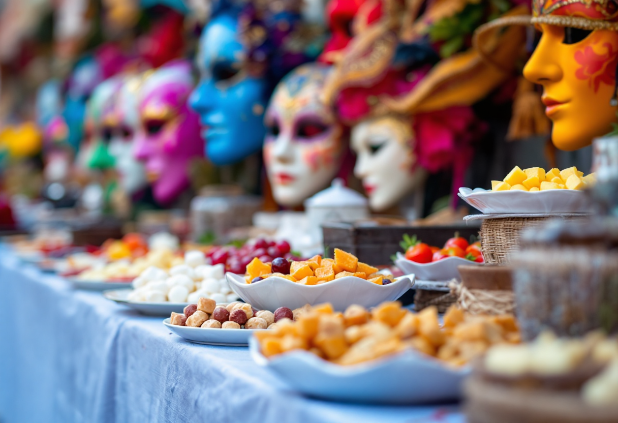 Immagine del Carnevale di Venezia con piatti tipici