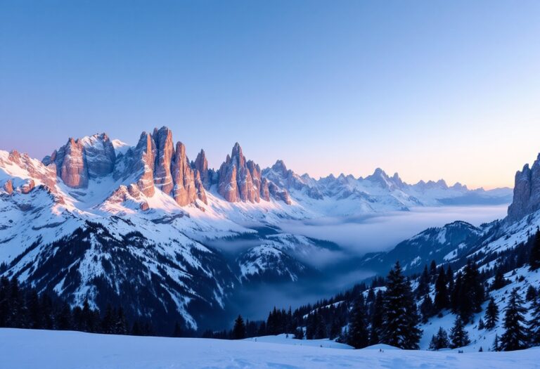 Vista panoramica di una località sciistica in Italia