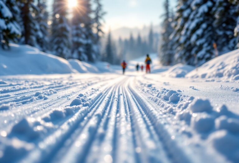 Atleti in azione durante la Mass Start di biathlon