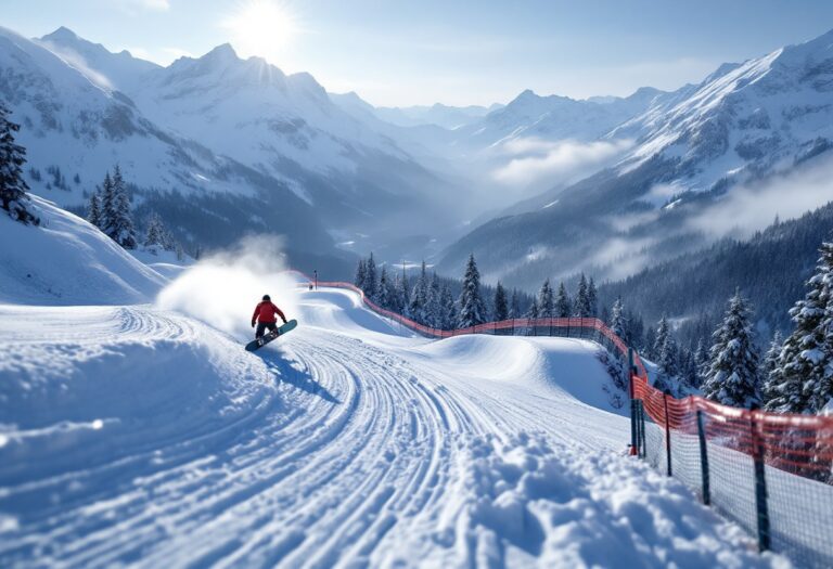 Atleti in azione durante una gara di snowboard cross