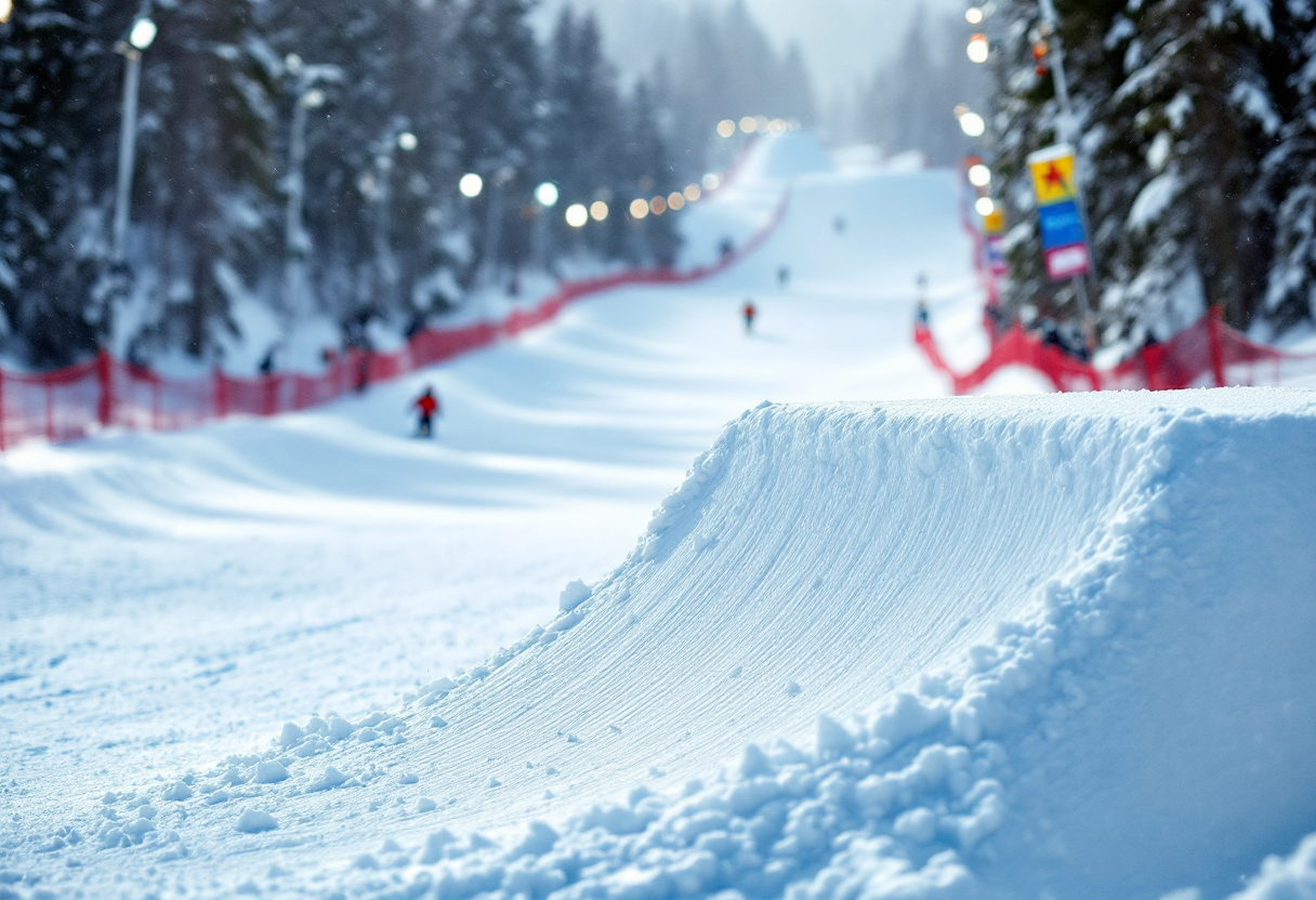 Atleti in azione durante una gara di snowboard cross
