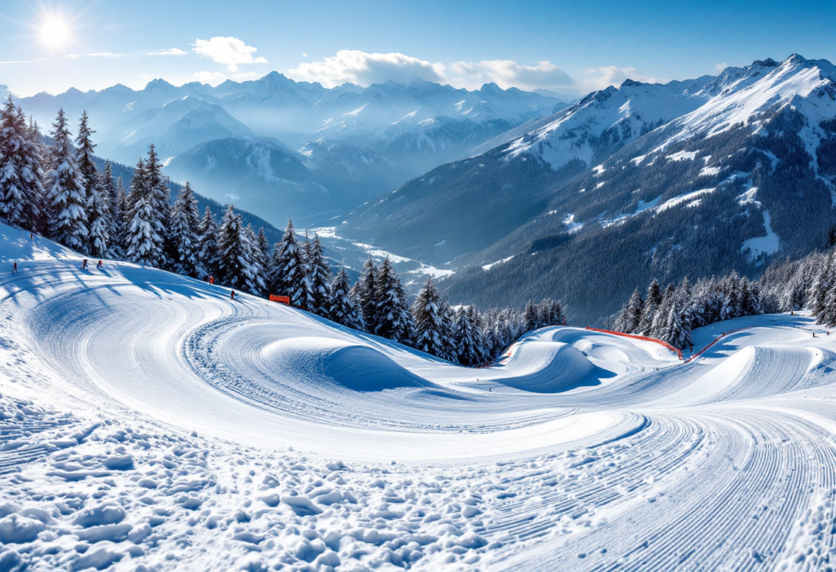 Atleti in azione durante una gara di snowboard cross