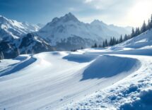 Atleti in azione durante una gara di snowboard cross a Schilpario