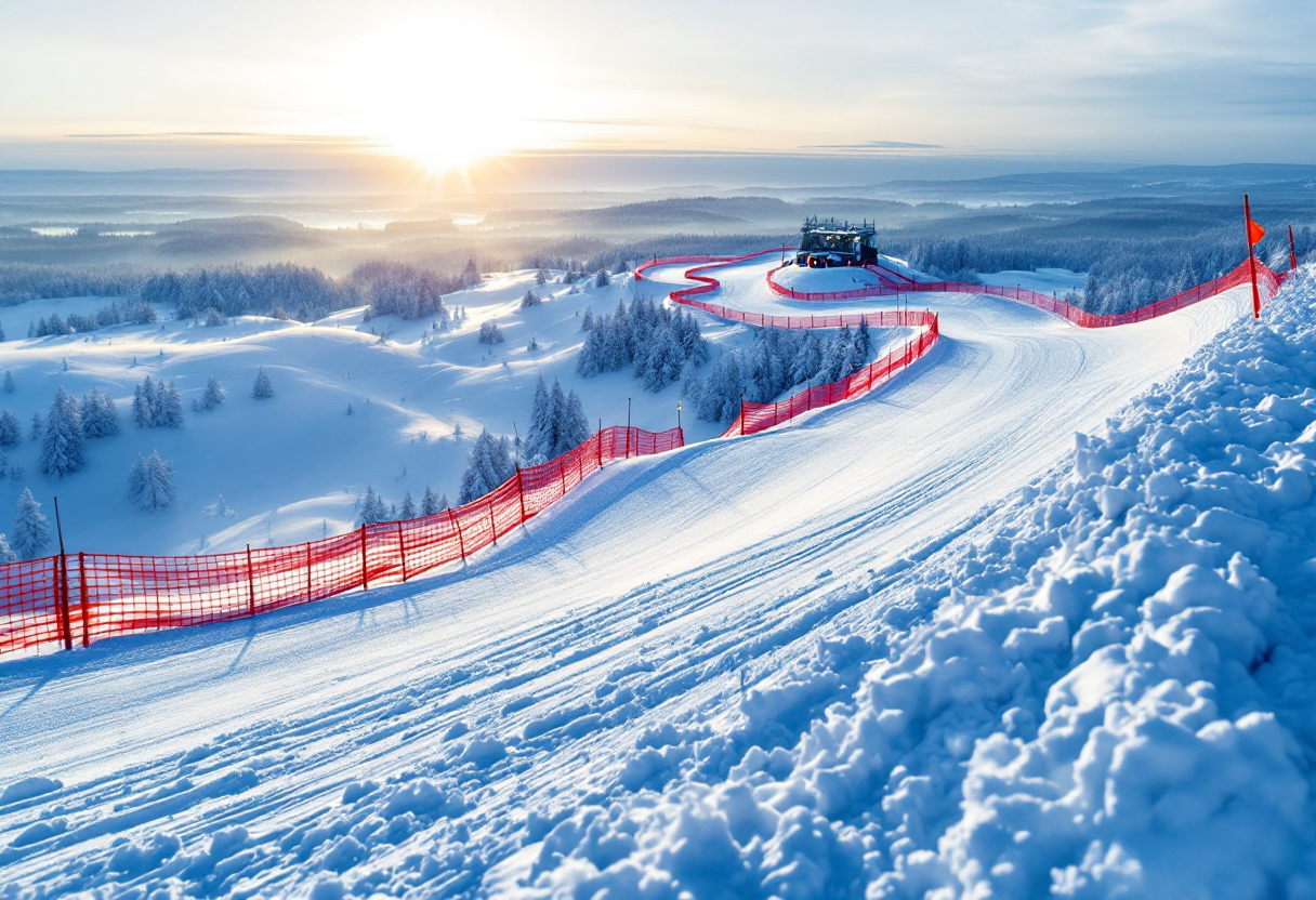 Atleti in azione durante una gara di snowboard cross in Svezia