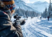 Atlete tedesche festeggiano la vittoria nella staffetta di biathlon