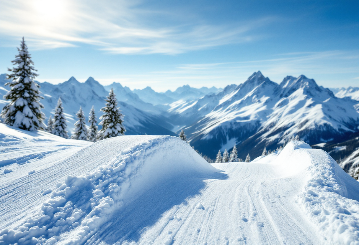 Atleti in azione nello snowboard cross europeo