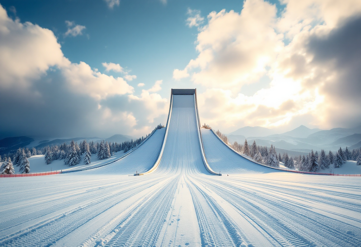Atleta norvegese di salto con gli sci in azione