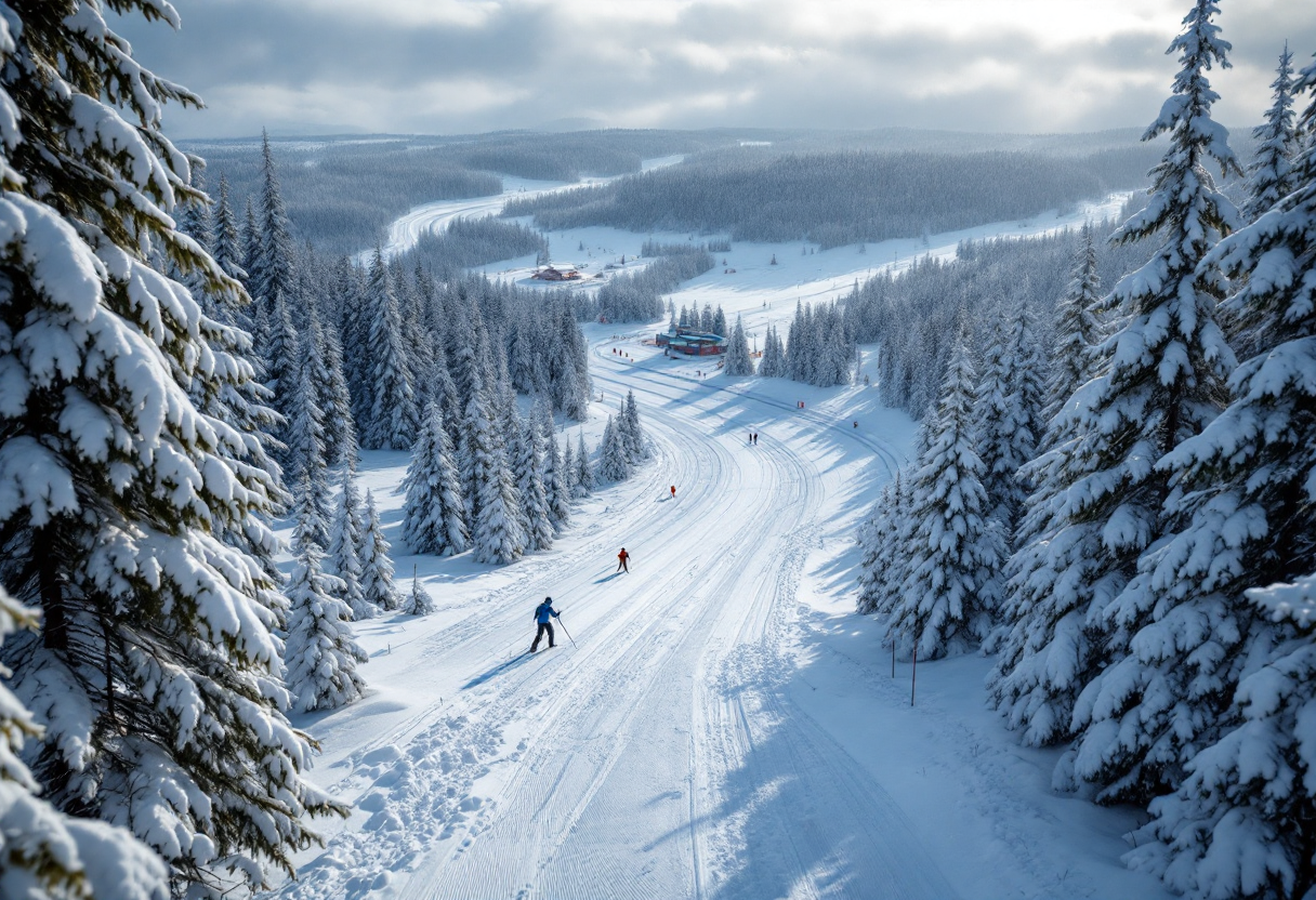 Atleti in azione durante i Mondiali di biathlon a Lenzerheide