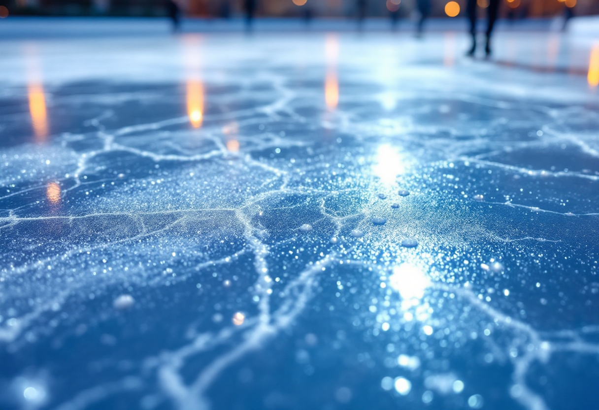 Atleta di pattinaggio artistico su ghiaccio in azione