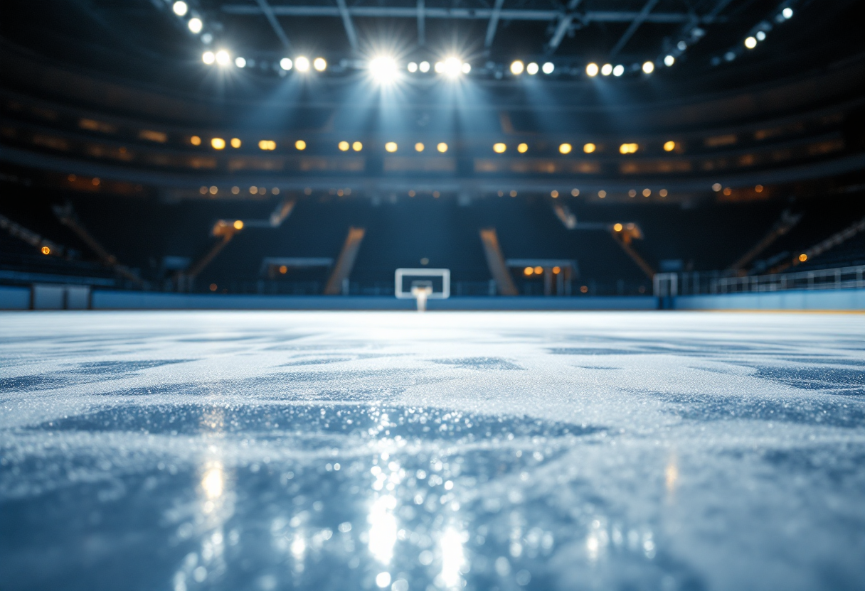Atleta in azione durante una performance di pattinaggio artistico