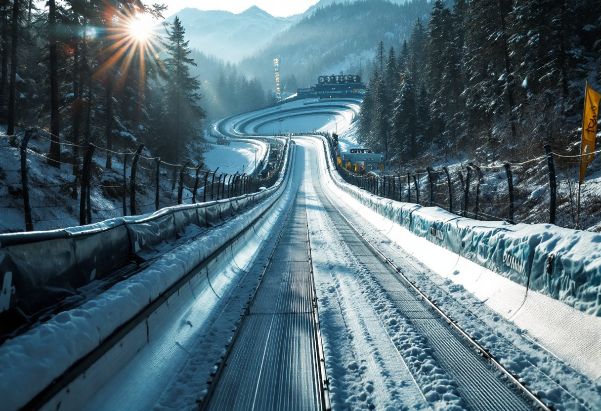 Immagine del sabotaggio alla pista di bob di Cortina