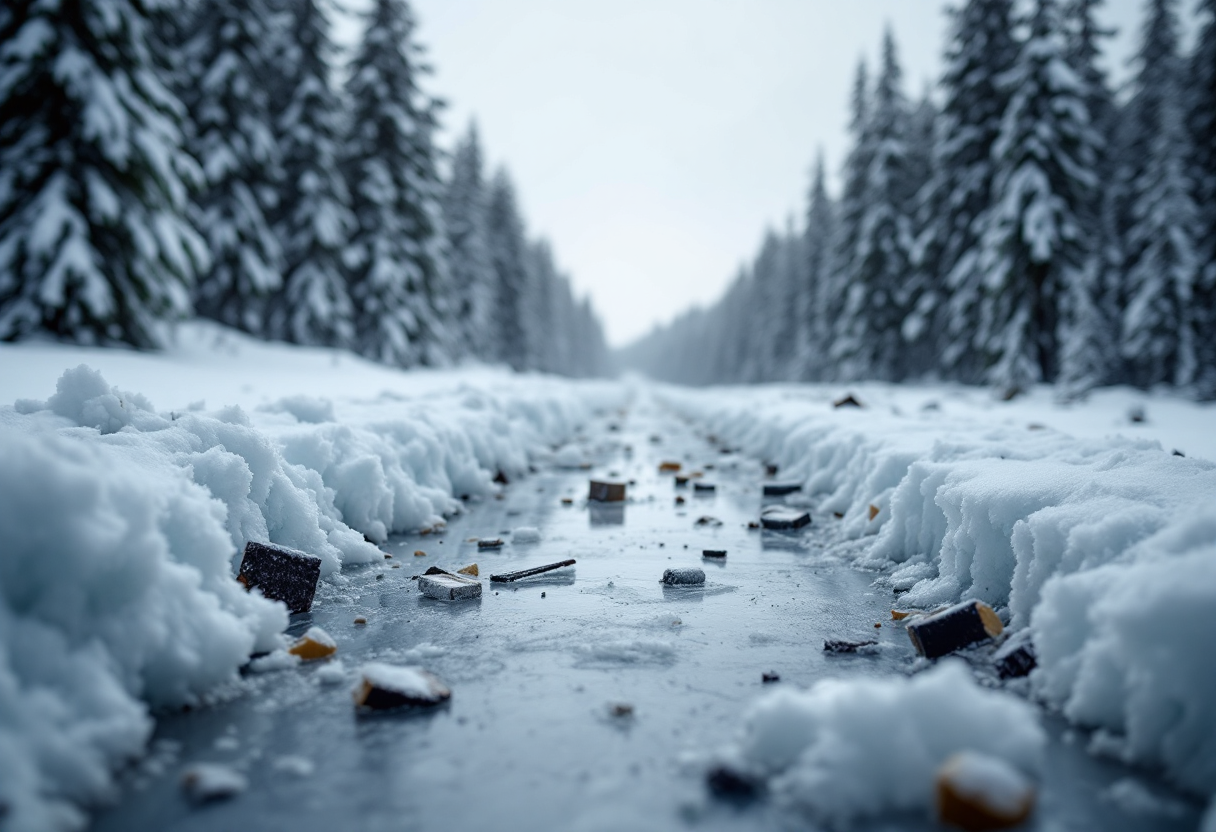 Immagine della pista da bob di Cortina dopo il sabotaggio