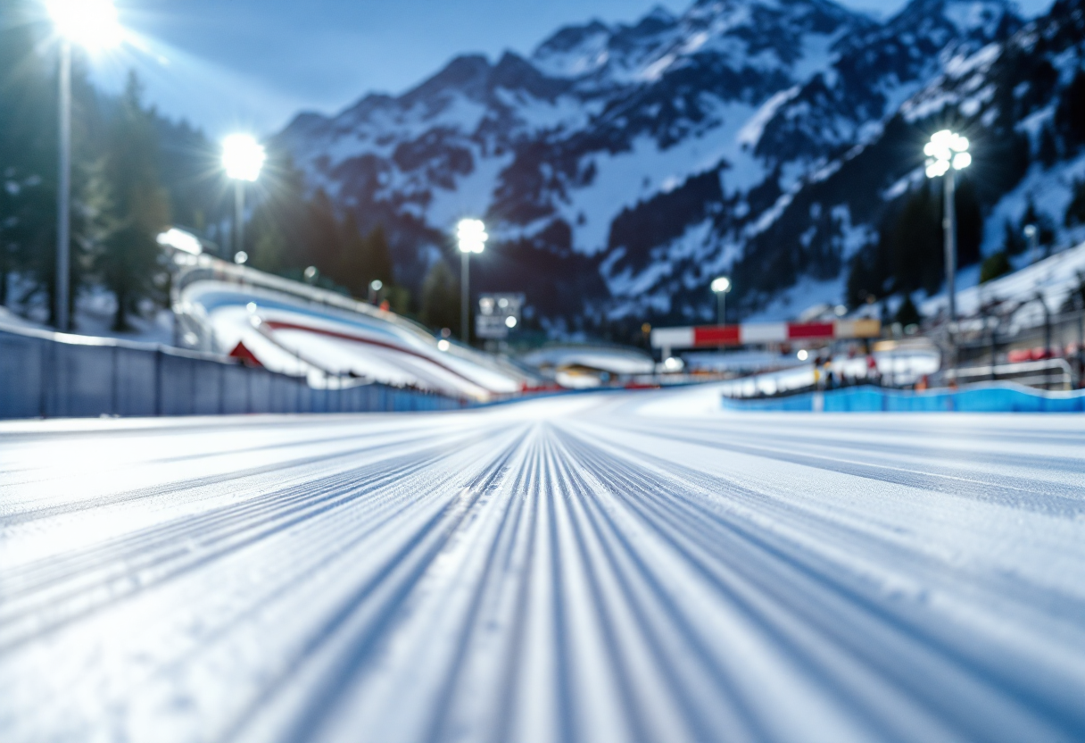 Immagine del sabotaggio alla pista olimpica di Cortina