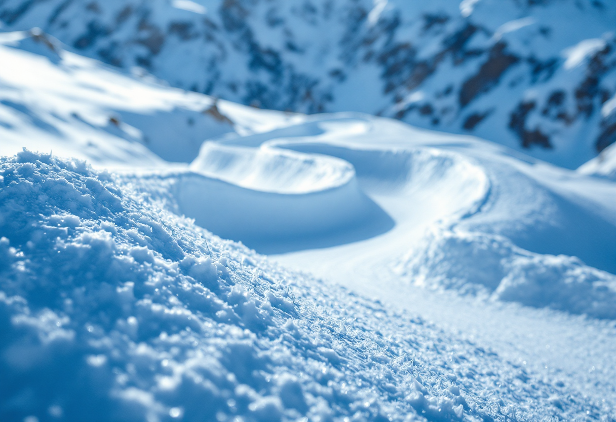 Atleta in azione durante una gara di snowboard cross