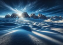 Sciatore esegue acrobazie nel snowpark delle Dolomiti