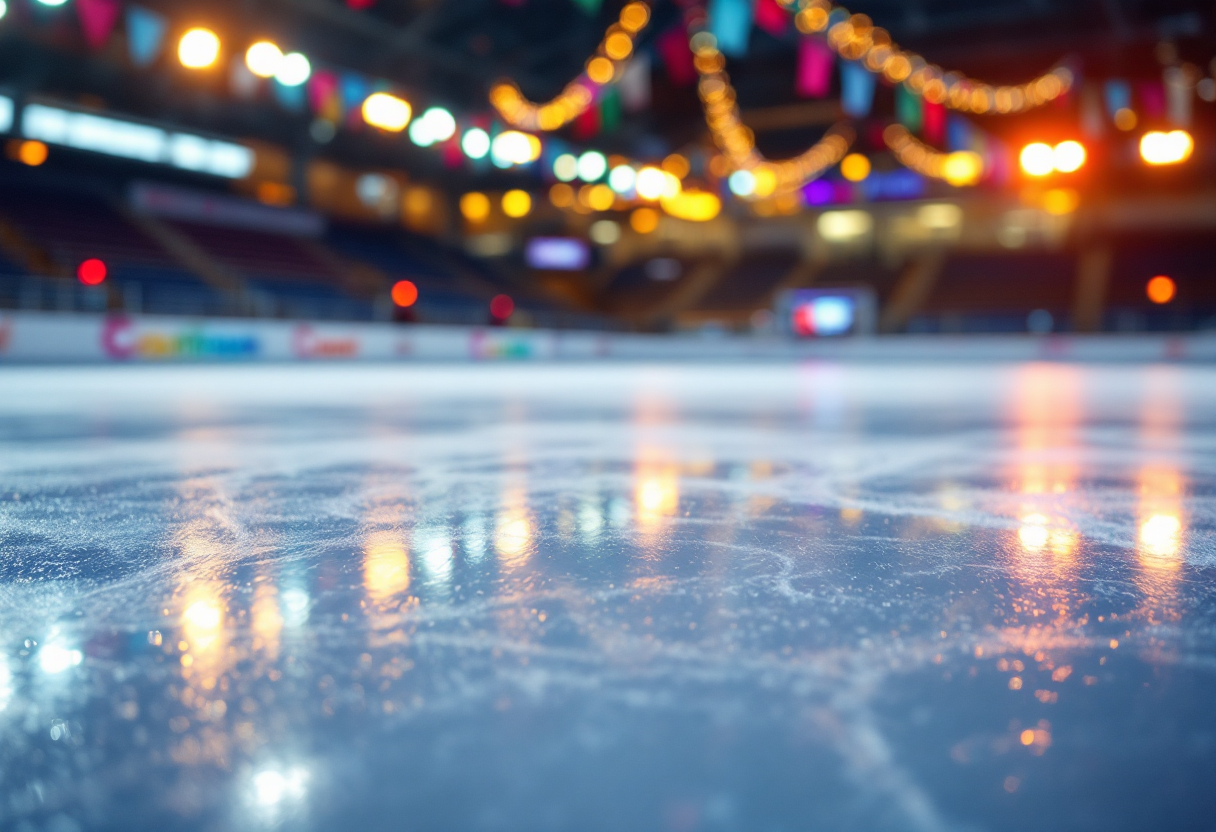 Atleti in azione durante il test event di pattinaggio a Milano