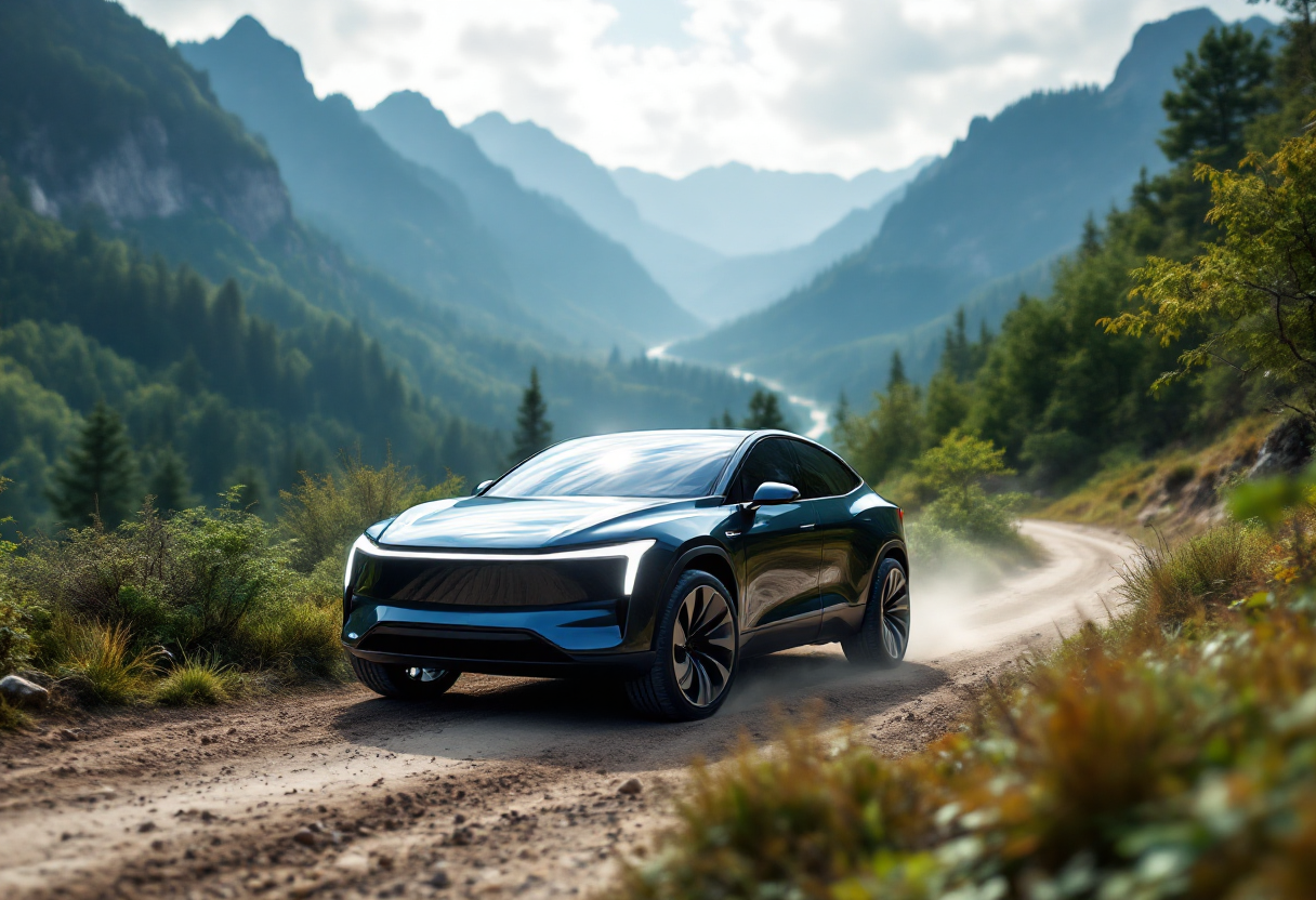 Volvo EX30 Cross Country in un paesaggio avventuroso