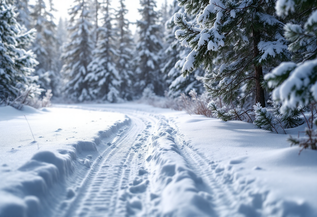 Atleta in azione durante una gara di biathlon