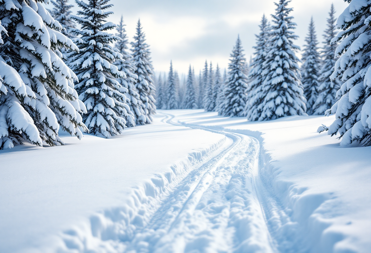 Atleta in biathlon mentre scia e mira al bersaglio