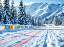 Atleti in azione durante una gara di biathlon a Pokljuka