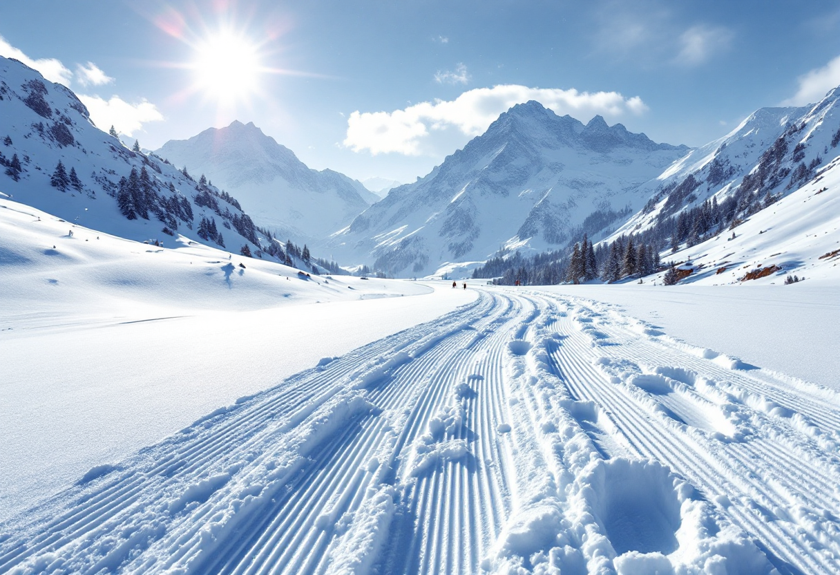 Atleti in azione durante i campionati di sci di fondo a Dobbiaco