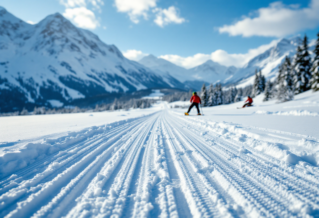 Atleti in azione durante una gara di biathlon in Francia