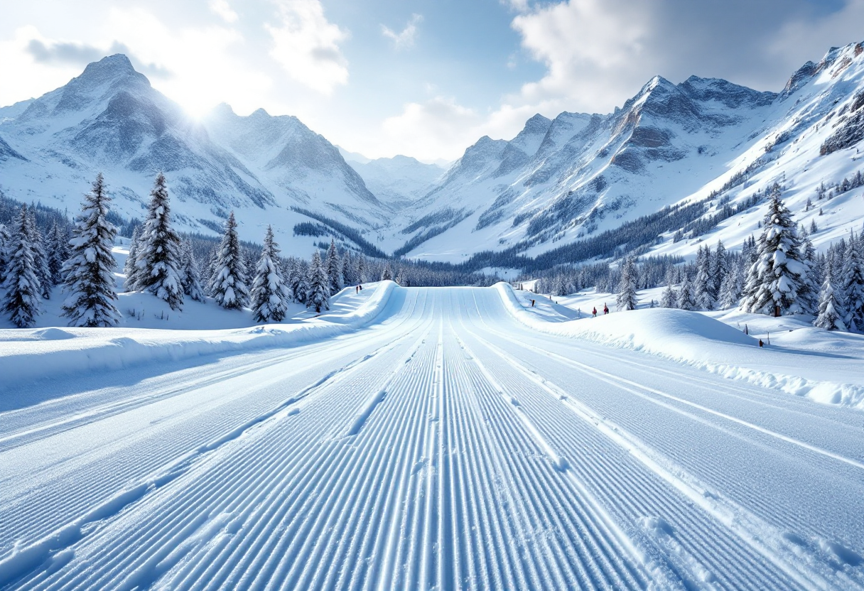 Atleti in azione durante il salto con gli sci a Planica