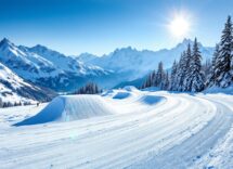 Atleta in azione durante una gara di snowboard cross