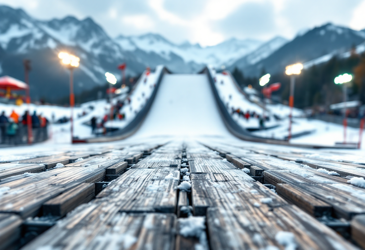 Salto con gli sci in Polonia, atleti in azione