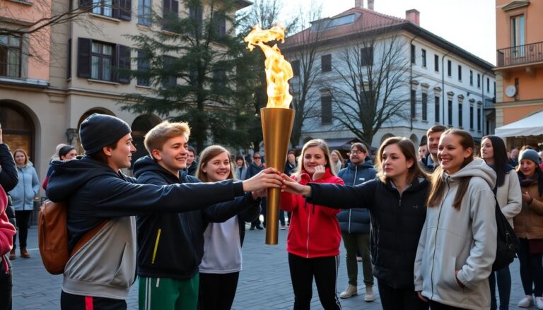 le classi della scuola media luigi negrelli al centro del passaggio della fiaccola olimpica 1769899720
