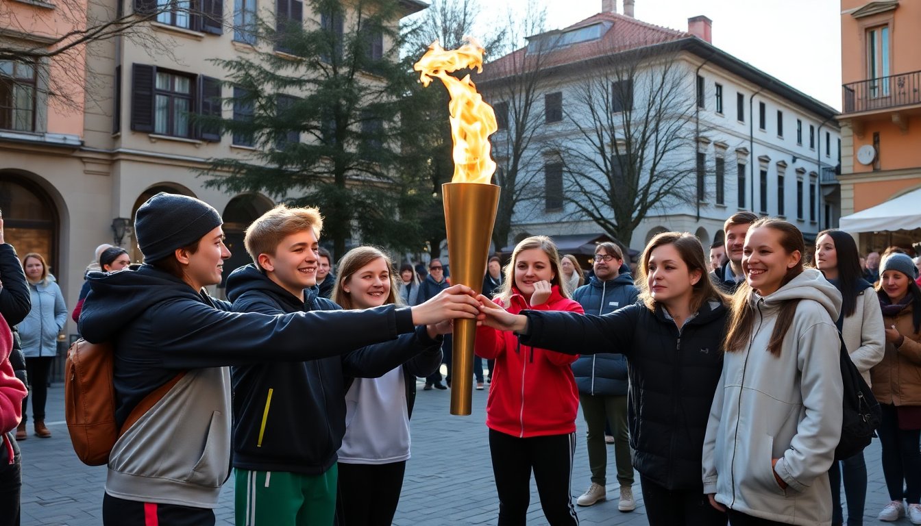 le classi della scuola media luigi negrelli al centro del passaggio della fiaccola olimpica 1769899720