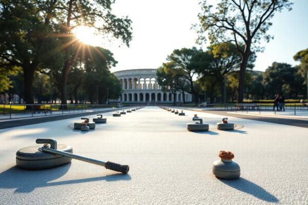 Colle Oppio trasforma il parco: tre piste di curling e uno spazio sportivo urbano