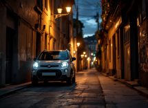 Fari anabbaglianti Fiat Panda in fase di controllo