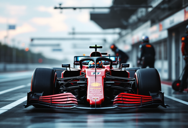 Monoposto di Formula 1 con motore ibrido in pista