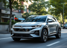 Kia EV4 in un ambiente urbano moderno e sostenibile