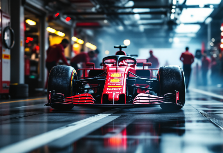 Lewis Hamilton sorridente con la tuta Ferrari